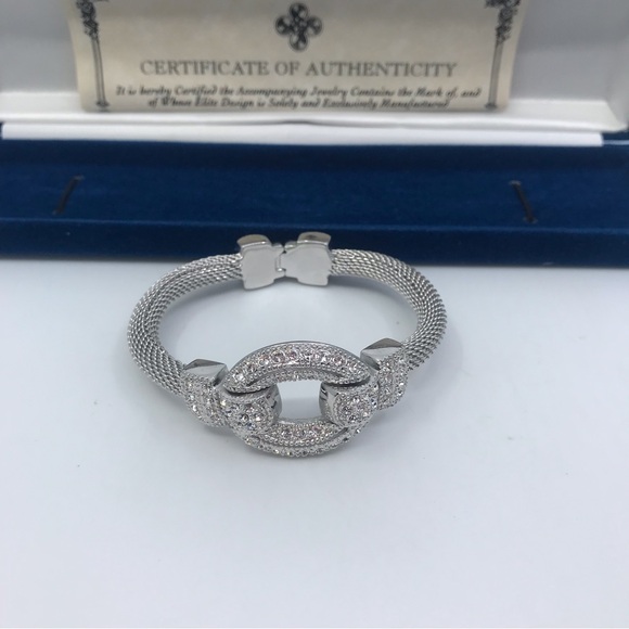 Camrose & Kross Rhodium Plated Mesh Bracelet With Crystals JBK - Picture 6 of 11